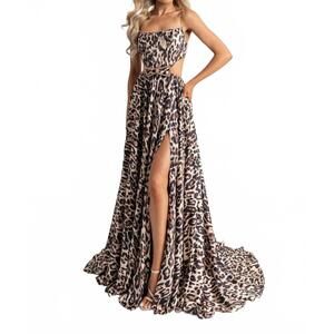 NEW RACHEL ALLAN cheetah satin dress in animal print